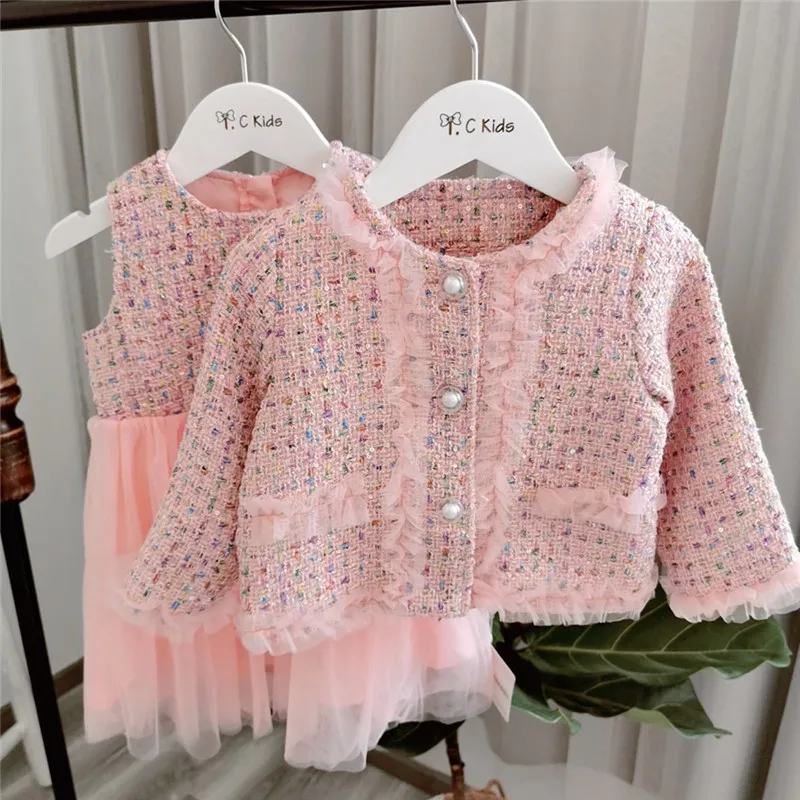 

Clothes for Children Girls Set Girls Dresses for Party and Wedding Girl Clothes Set Kid Wool Coat Outerwear Children Clothes Set