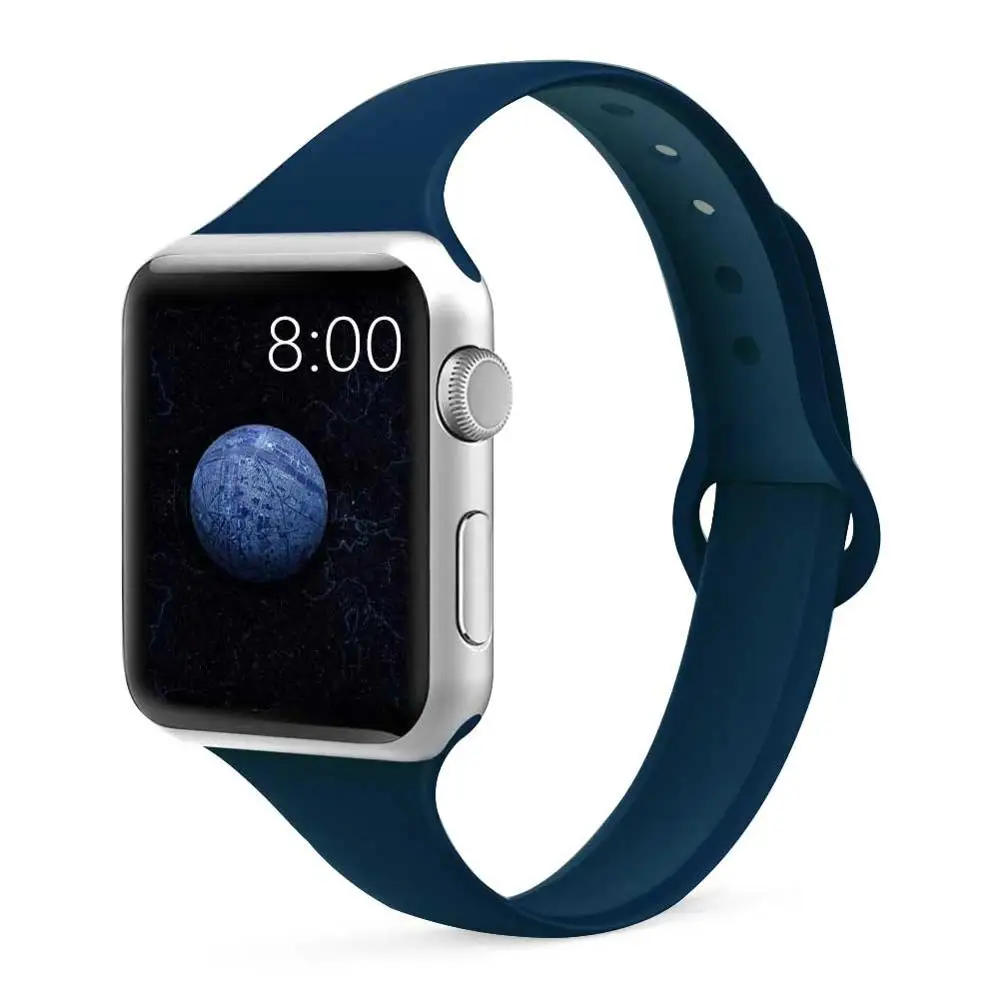 Тонкий ремешок для apple watch 5 4 band correa apple watch 44 мм 40 мм 42 мм 38 мм iwatch 5 4 3 2 1 силиконовый браслет - Цвет ремешка: horizon blue 30