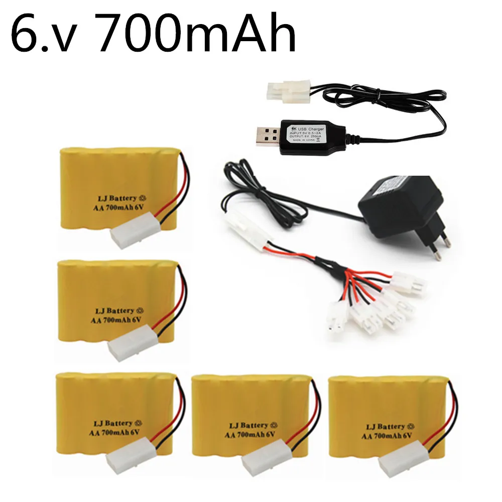 

6v 700mAh AA NI-CD Battery with 5 IN 1 Charger For Remote Control Car Ship Robot Rechargeable Battery 6 v 700 mAh