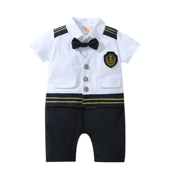 

Baby Handsome Navy Gentleman Boy dress suit Summer Cartoon Shirt toddler boy clothes christmas outfit party dress kids clothes