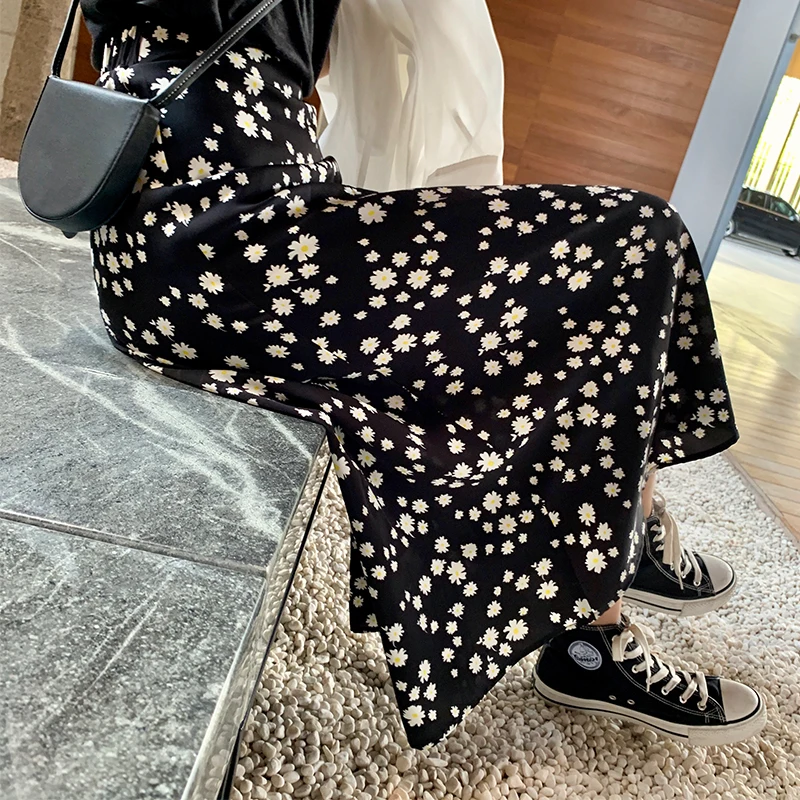 

2020 New Spring Skirts Women Fashion Loose Slim Mid-Calf Floral Printed A-Line Elegant Female Bottom MX20B1738