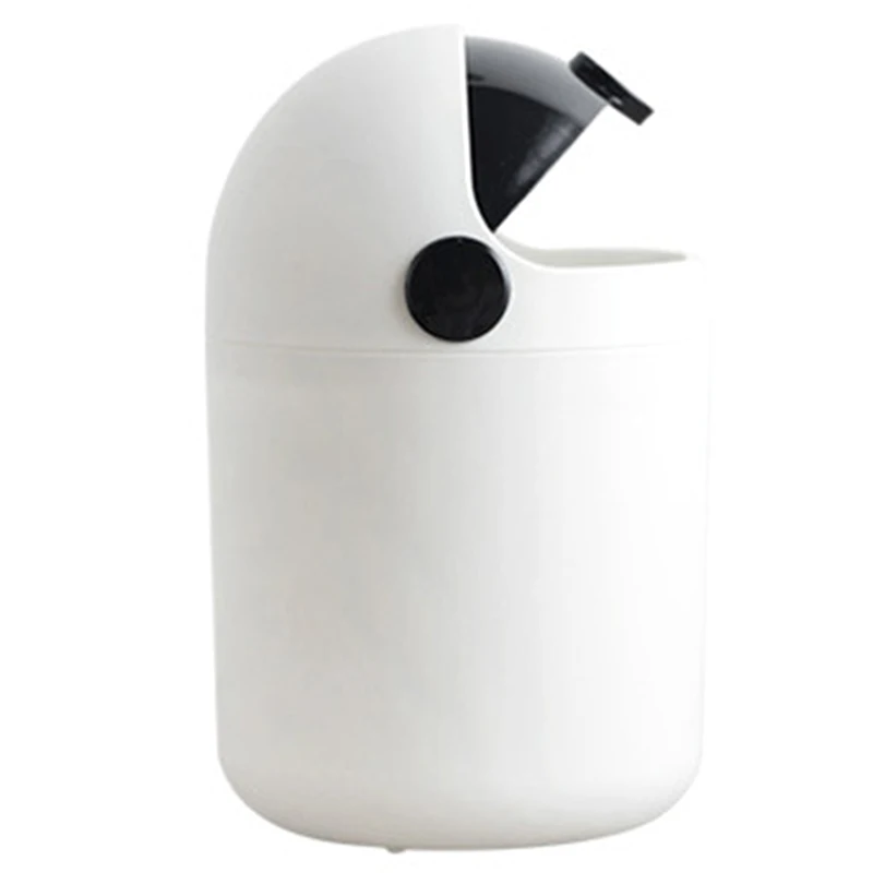 Mini Waste Bin Desktop Garbage Basket Table Home Trash Can Roll Press with Lid Creative Cute Desktop Trash Home Living Room-Turn