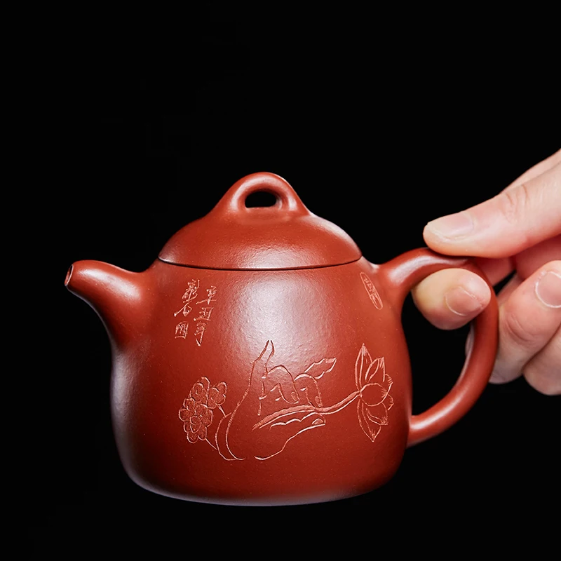 

|Yixing purple clay pot pure manual raw ore Dahongpao Qin Quan tea making single pot household Kung Fu tea set Teapot Set