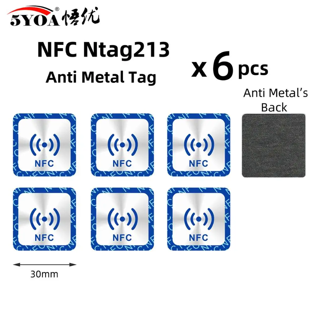 6 шт./лот NFC этикетки наклейки NTAG213 антиметаллические rfid универсальная этикетка