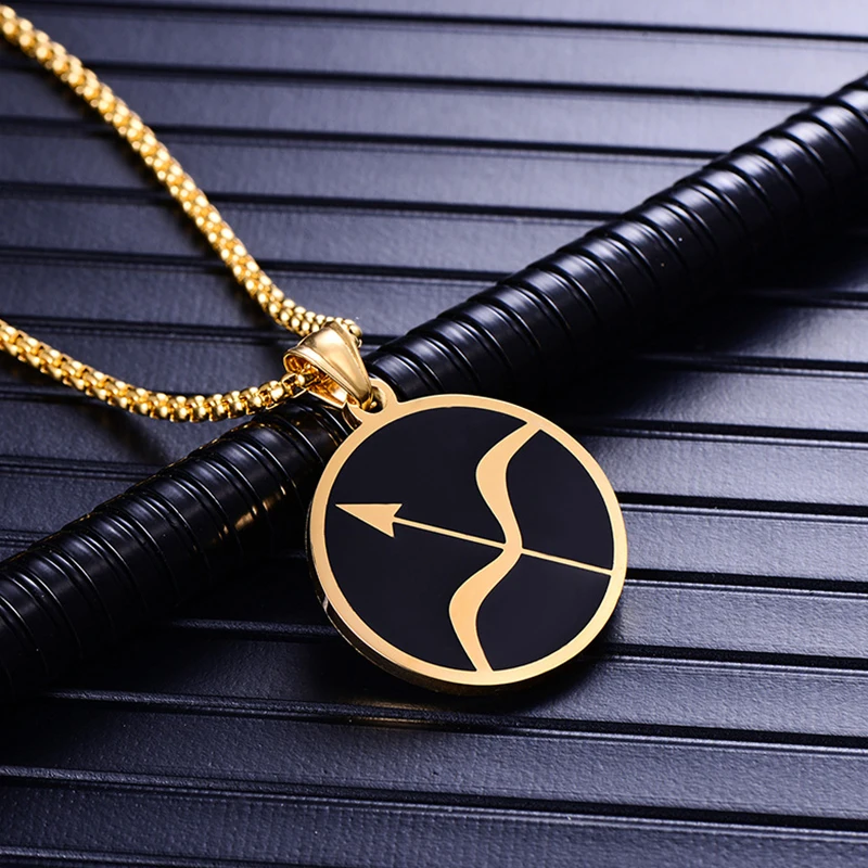 oulai777 Zodiac sign 12 constellation pendants necklace men stainless steel male accessories simple gold necklace chains