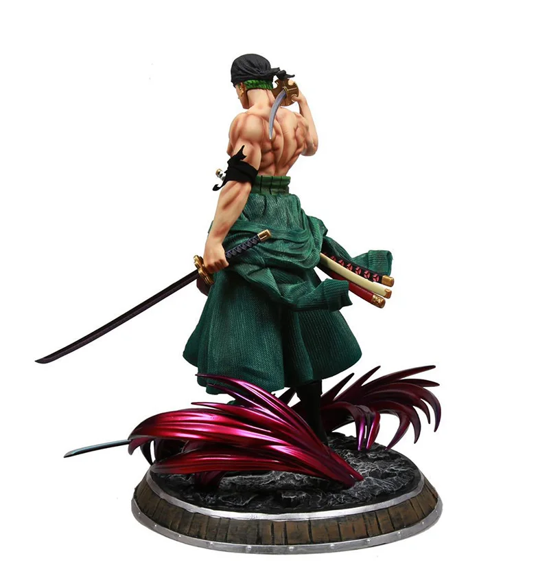 36cm One Piece Roronoa Zoro housetop kimono Three knife flow Action Figure  statue model Home decorations