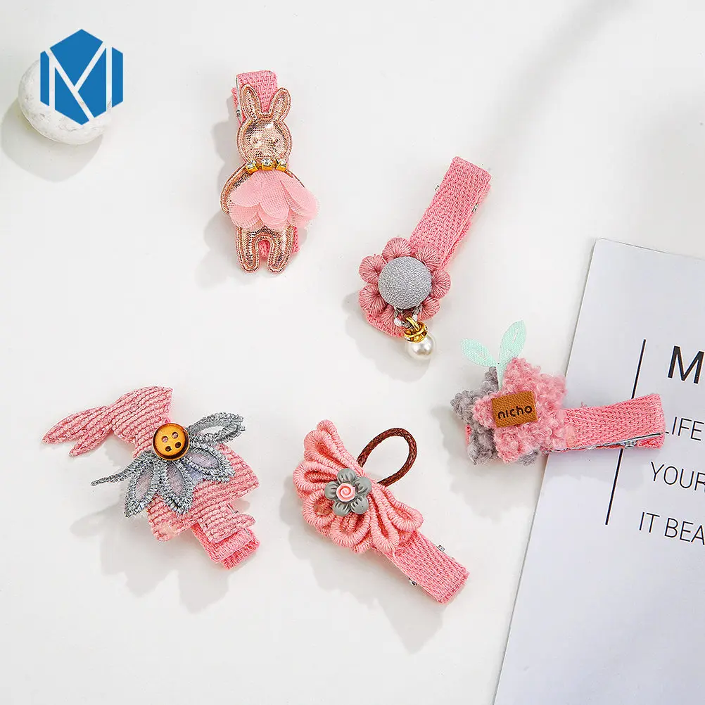 M MISM 5 шт./компл. заколки для волос для детей карамельный цвет ткань цветок корейский стиль заколки для волос аксессуары для волос - Цвет: G