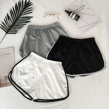 

Spring 2020 New Loose Causal Women Sports Shorts Lady Sexy Style Solid Hit Color Home Fitness Polyester Wide Leg Shorts
