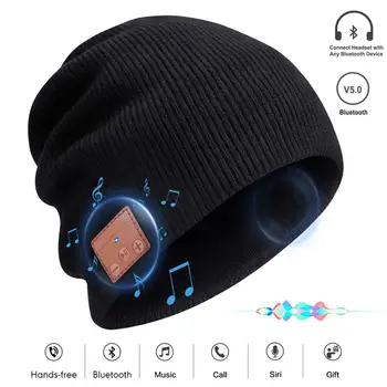 

New Wireless Bluetooth5.0 Unisex Beanie Sport Music Hat with Microphone Hands-free Call for phone Winter Outdoors Hat for Gifts