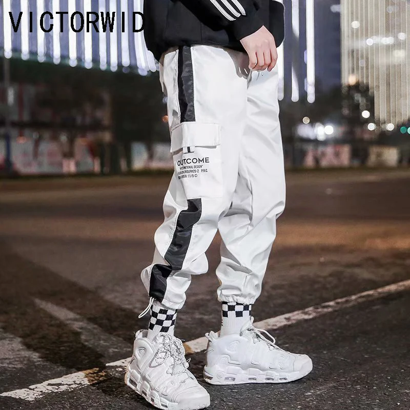 

VICTORWID ribbon buckle multi-pocket harem jogging pants pants streetwear 2020 men's hip-hop casual goods sports pants trousers
