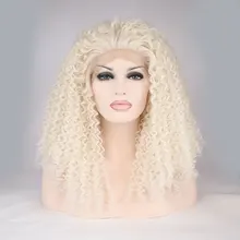 Bombshell белый афро кудрявый синтетический 13*3 парик фронта шнурка термостойкие волокна волос естественные волосы Расставание для женщин