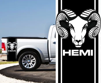 

For Universal 1Set/2Pcs Dodge Hemi Ram Head 1500 Mopar Rear Bed Stripes Truck Decals Stickers 2 Racing