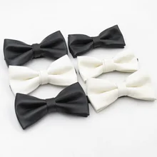 Мужской уникальный кожаный материал Одноцветный галстук-бабочка черный модный галстук-бабочка молочно-белый узкий