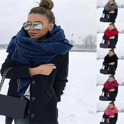 New Fashion Thick Warm Scarf For Women Pure Color Ladies Imitation Cashmere Black Scarf Female Winter To Increase Shawl