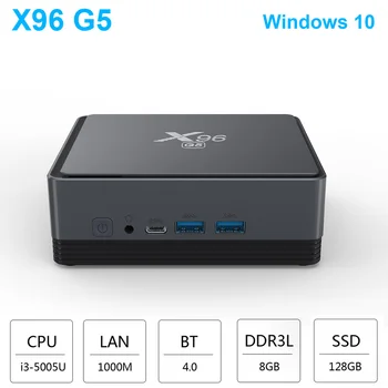 

2020 X96 G5 Windows10 Mini PC Intel I3-5005U 8GB DDR3L 128GB Protable Mini Pc 2.4G+5.8G Wifi 1000M Bluetooth 4.0 Smart Tv Box