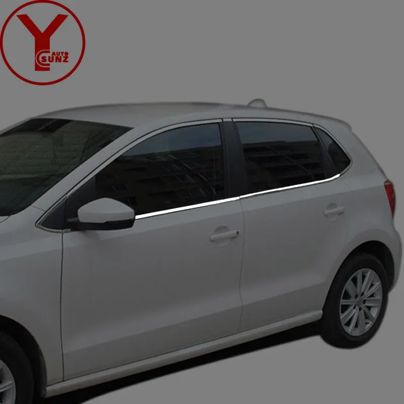 YCSUNZ нержавеющая сталь отделка окна автомобиля полоса отделка двери автомобиля молдинг аксессуары для volkswagen polo 6r Ameo - Цвет: SS-down parts-4