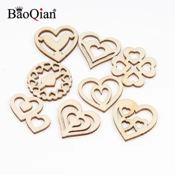 

20pcs Wooden Heart Pattern Scrapbooking Painting Collection Wood Craft Handmade DIY Accessory Home Decoration 29mm