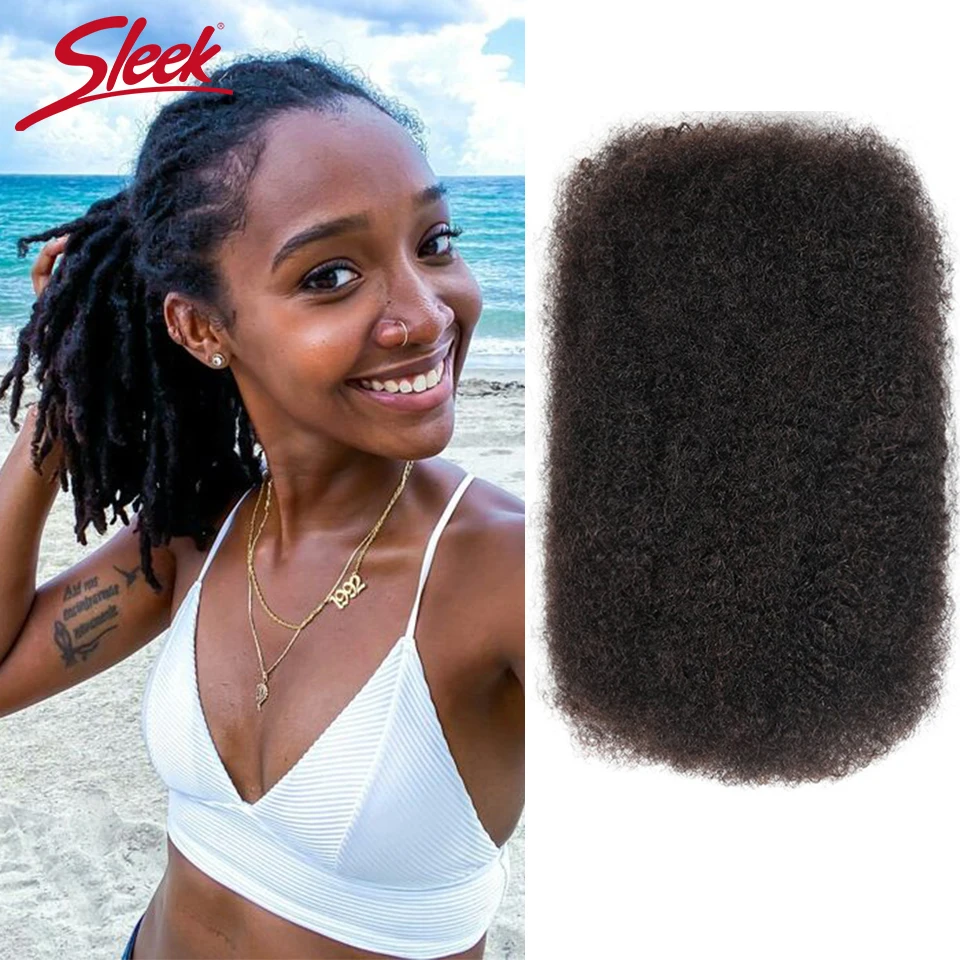 Sleek Peruvian Tight Afro Kinky Bulk Hair 100% Human Hair For Dreadlocks Twist Braid Hair Extension Natrual Black Color 50G