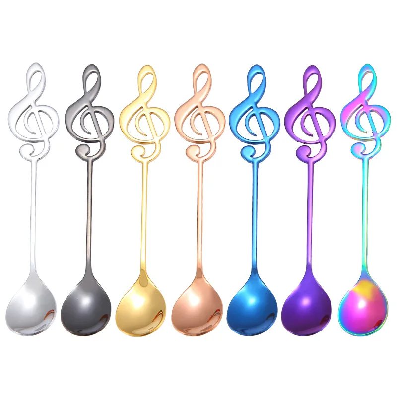ABUI-7 Piece Set / Creative Note Spoon Coffee Stirring Spoon Stainless Steel Milk Tea Coffee Spoon Drink Coffee Spoon 304 Stainl
