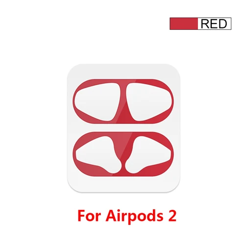 Red-2 Металлическая Пылезащитная наклейка для AirPods 1 2 Чехол Пылезащитная наклейка протектор для Apple Air Pods 2 1 Аксессуары - Цвет: Red-2