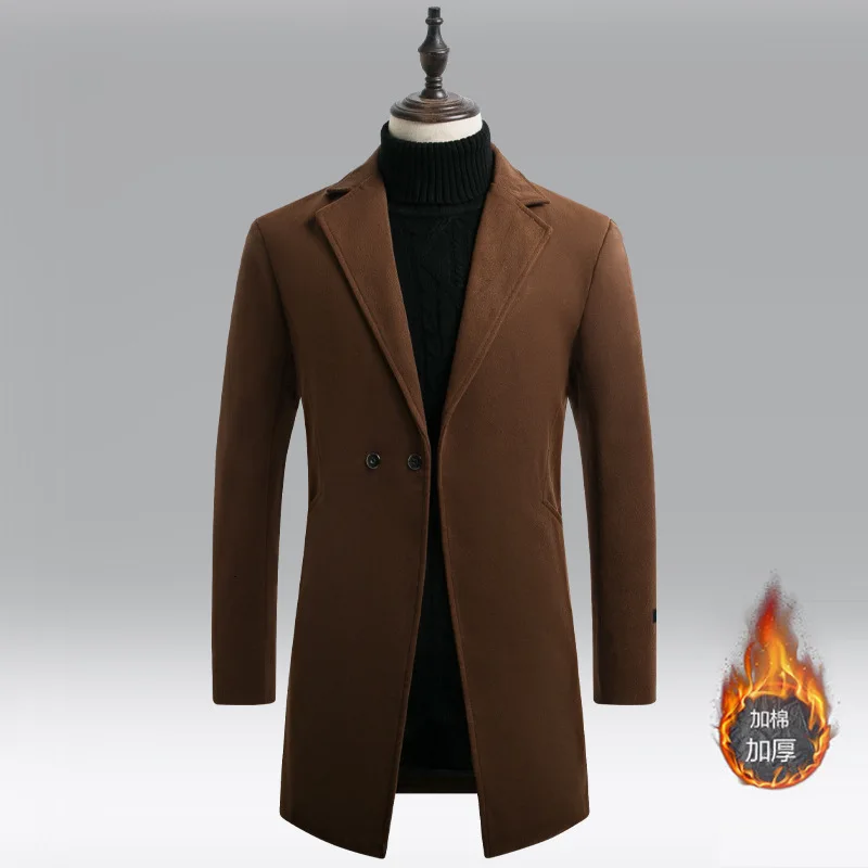 

Wool Windbreaker England Self-cultivation Long Fund Woolen Overcoat Male Windbreaker Increase Cotton