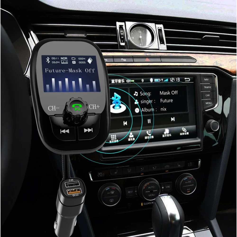 Fm-передатчик беспроводной Bluetooth 4,1 Handsfree автомобильный комплект 360 Вращающийся Автомобильный MP3 аудио плеер с двумя USB Автомобильное зарядное устройство