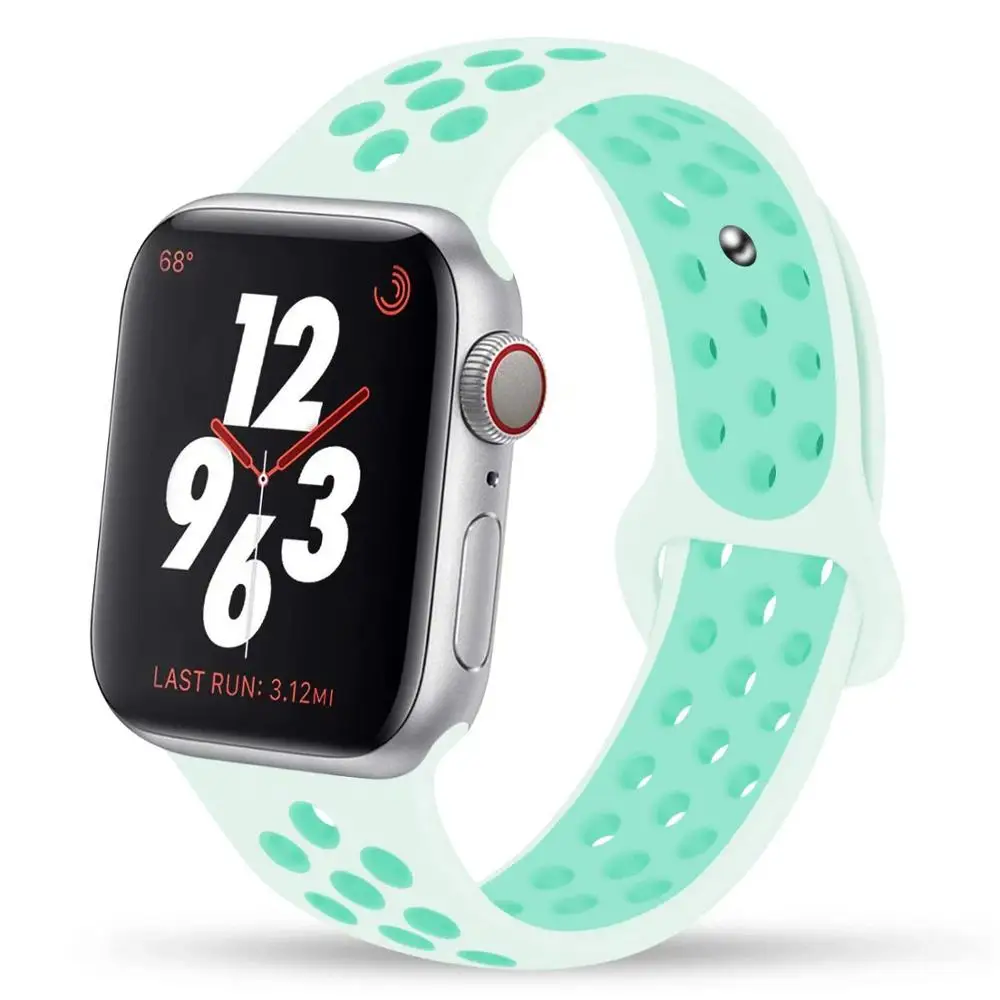 Ремешок для наручных часов Apple Watch 4 3/2/1 30 color38MM 40 мм Силиконовые из дышащего материала для наручных часов iWatch, сменный ремешок Спортивная петля серии 4 42 мм 44 мм - Цвет ремешка: 20
