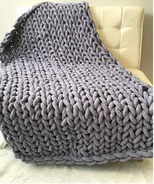 Скандинавское мягкое вязаное одеяло из синели, плотное шерстяное одеяло, полиэстер, объемное зимнее теплое трикотажное одеяло s диван-кровать - Цвет: Grey