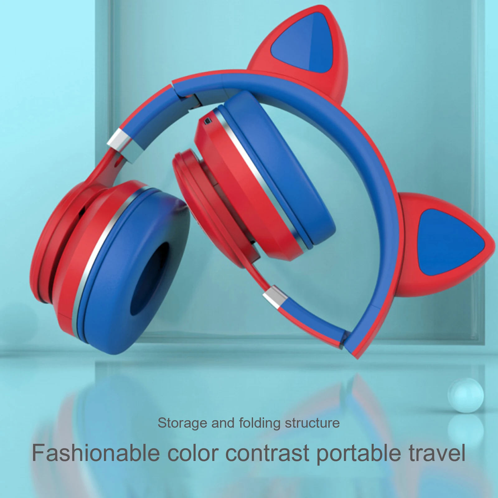 LED Cat Ear Earphone Earpiece Headphone Noise Cancelling Young People Kids LED Cat LED Noise Reduction Over The Ear Headphones