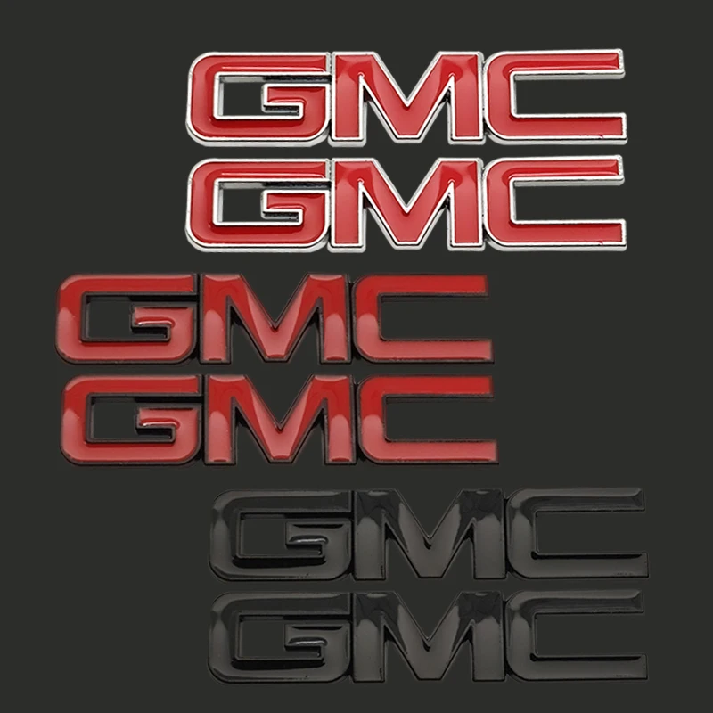 

2PCS Trunk Sticker Metal Red side Emblem Badge for GMC Logo Sierra Canyon Yukon Envoy Safari Savana Terrain Acadia Canyon