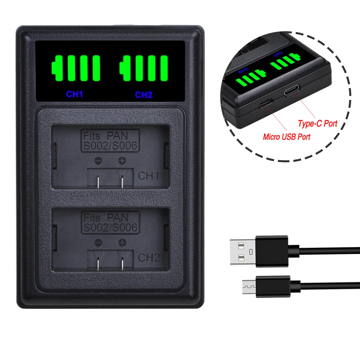 lcd camera CGA-S002E CGA-S002 DMW-BM7 Battery and Charger for Panasonic CGA S002E S002, Lumix DMC FZ10 FZ20 FZ1 FZ2 FZ3 FZ4 FZ5 FZ15 lcd camera