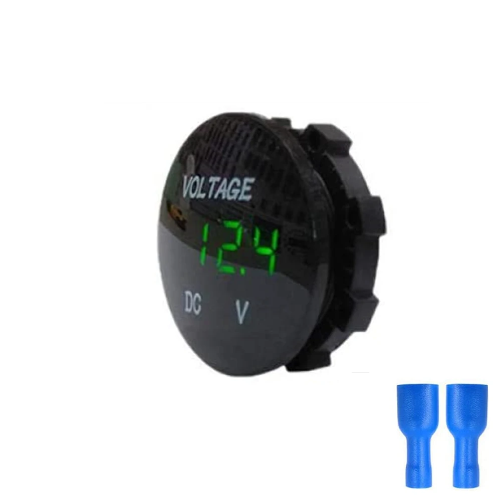 Mini Round Waterproof Motorboat Motorcycle DC5V-48V LED Panel Digital Voltmeter Tester Monitor Display Voltmeter best digital tape measure Measurement & Analysis Tools