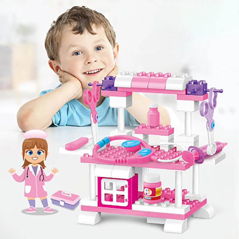 

Animal Hospital Operate Table Large Particle Building Block Girl House Brick Compatible LegoED Boy Toy Children Christmas Gift