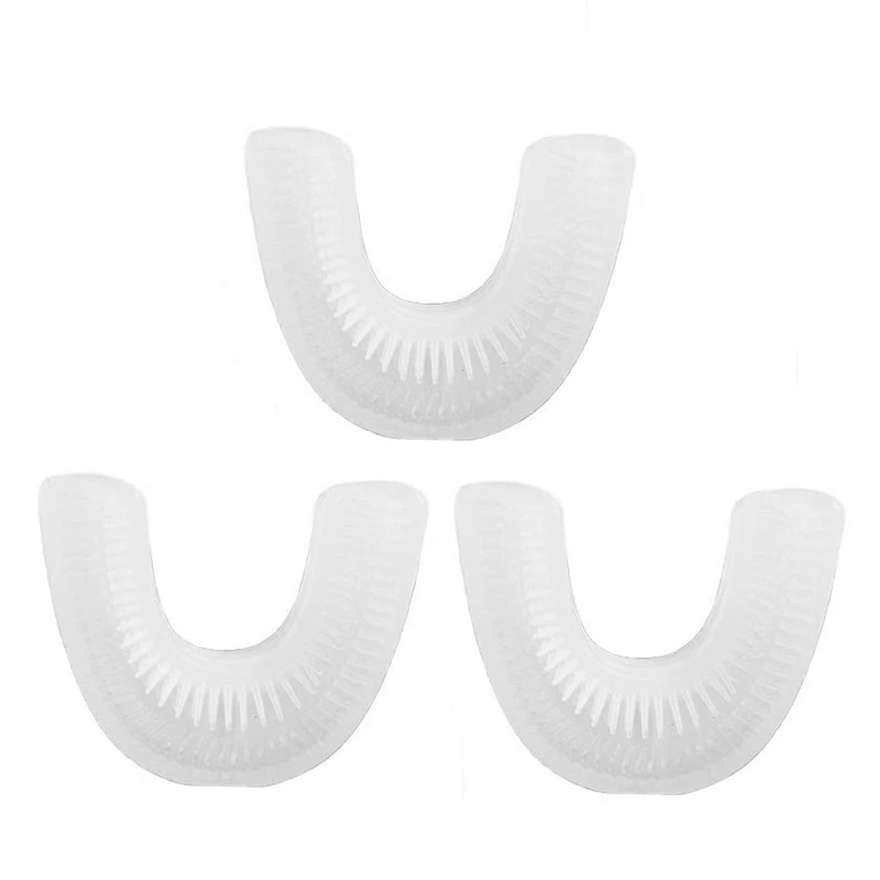 

3Pcs 360 Degree Replacement Brush Heads Silicone U Type Automatic Toothbrush Heads Mouth Cleaner