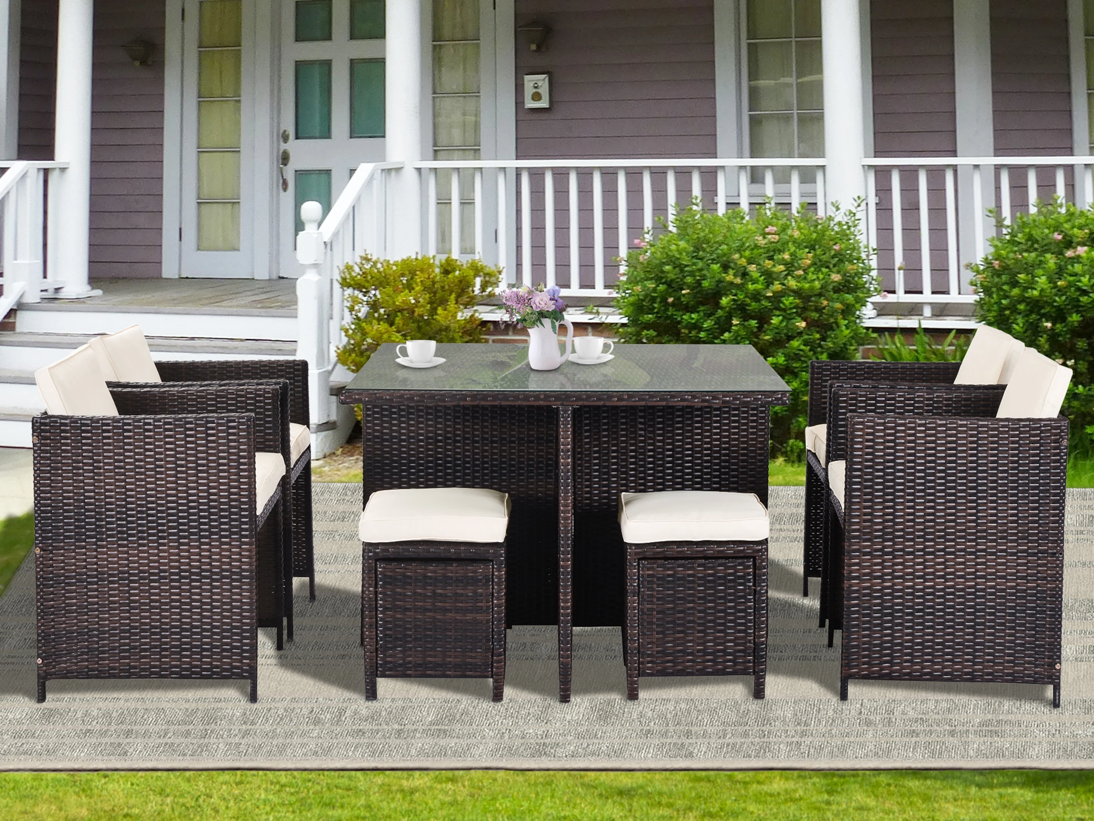 

Patio Set Furniture Rattan Garden Set Furnitures Outdoor Home Furniture Conversation Set Modern Dining Furniture