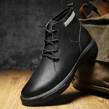 Мужские ботинки; кожаная повседневная обувь с мехом; теплые зимние рабочие ботинки; мужские кроссовки; резиновые ботинки в байкерском стиле; Новинка; botas hombre; большой размер 47