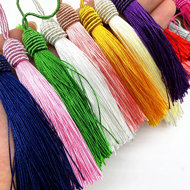 Silk Tassels Pendurado Corda para DIY Embellish Cortina, Fringe Costura Bang, Guarnição Key Tassels, 6pcs por lote, 15cm