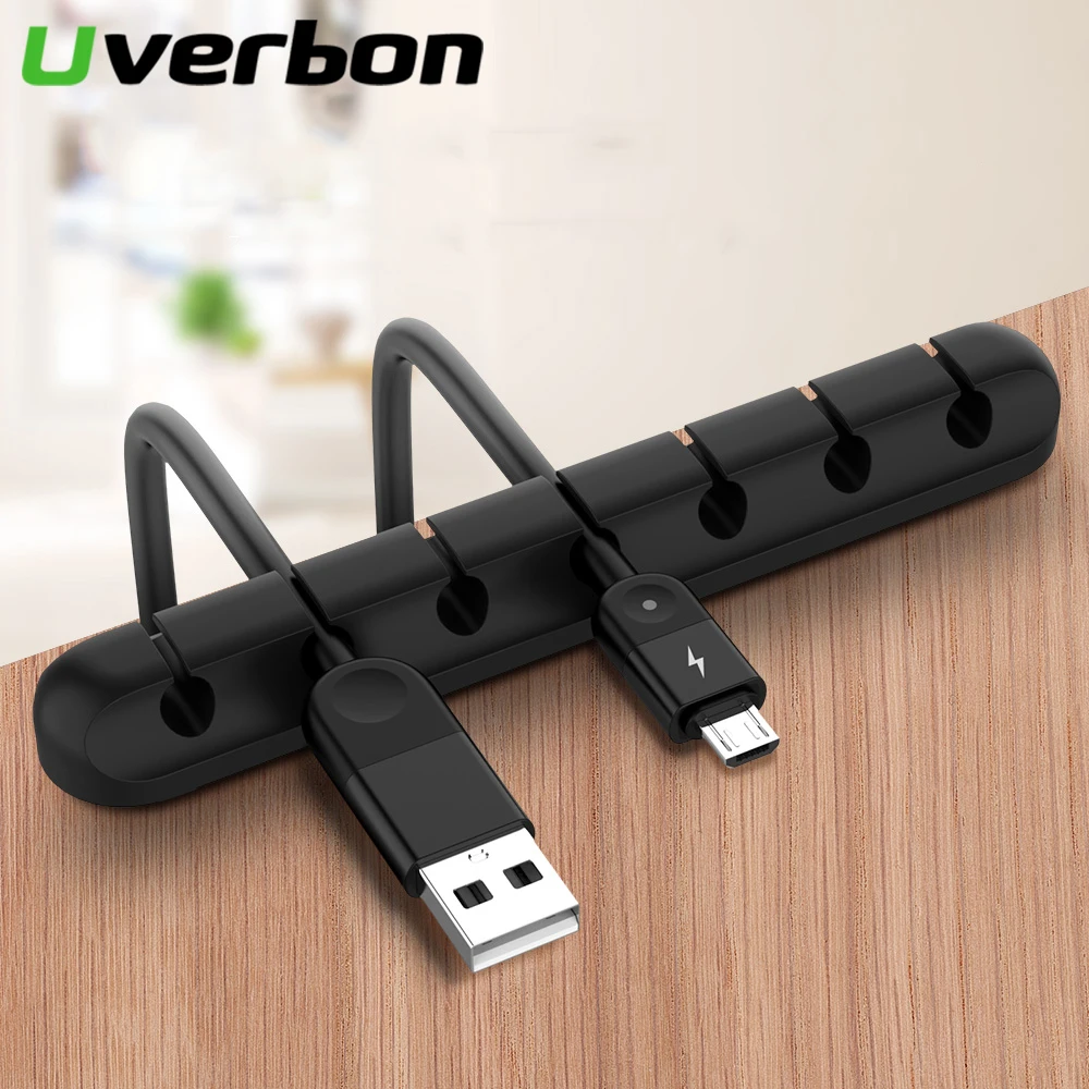 Держатель для кабеля силиконовый органайзер USB гибкие зажимы управления