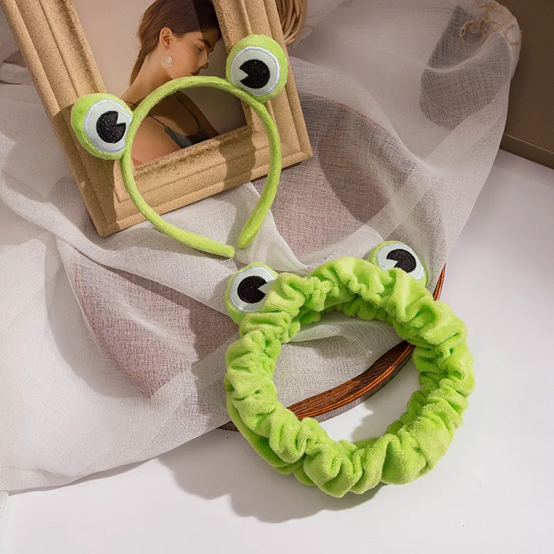 2021 Funny Frog Makeup Headband Wide-brimmed Elastic Hairbands Cute Girls Hair Bands Women Hair Accessories Girls Hairband flapper headband