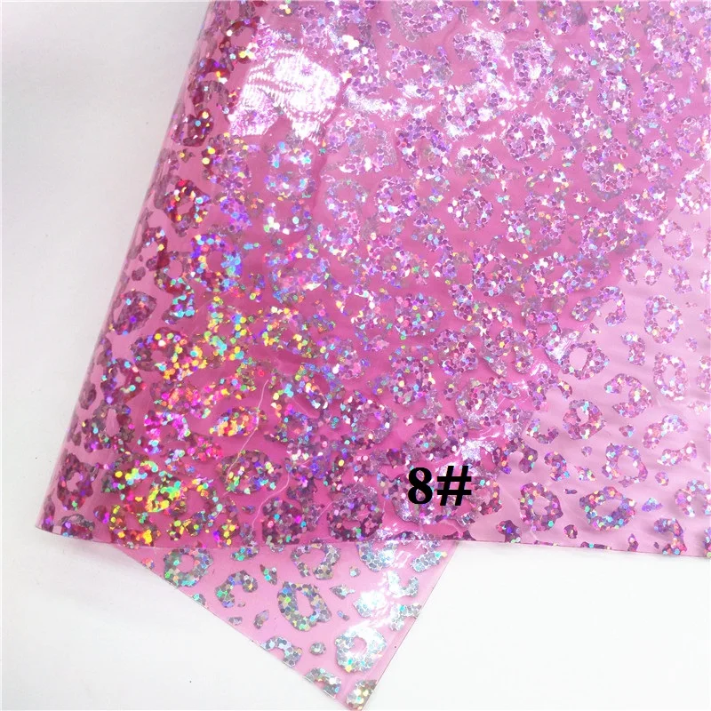 Glitterwishcome 21X29CM A4 Size See Through PVC, Leopard Printed Transprent Faux Leather Sheets for Bows, GM619A - Цвет: 8