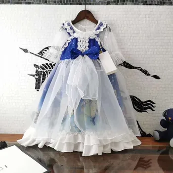 

2 pcs Girls 2020 new summer princess dresses patry nice discolor dress