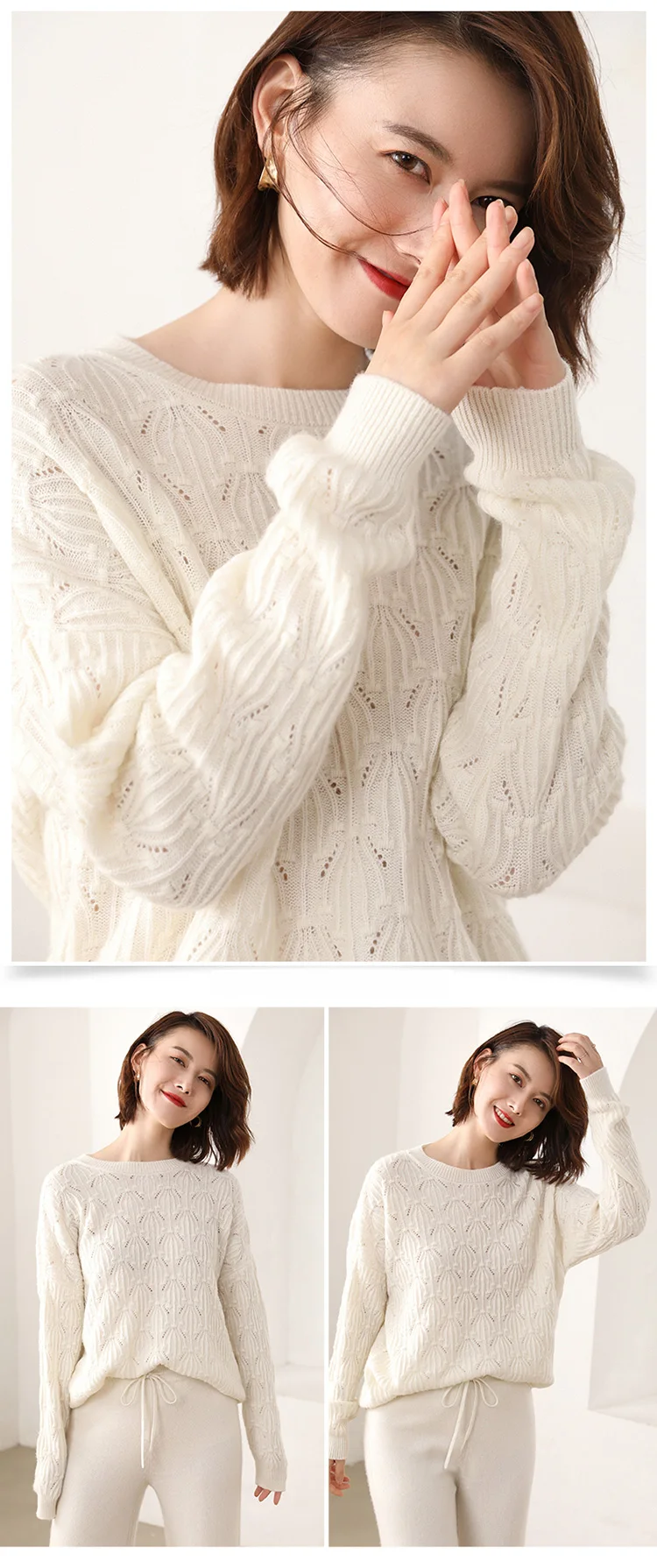 Новые зимние женские свитера коза, кашемир высокого качества Женский свитер с круглым вырезом пуловер вязаный узор свитер Топы