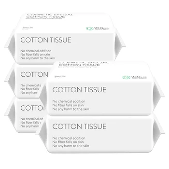 

100Pcs/Box Soft Cotton Disposable Facial Towels Face Eye Makeup Remover Tissue Baby for Sensitive Skin(5 Pack)