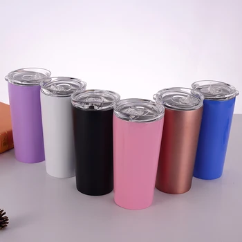 

50pcs 16oz Tumbler Cups Vacuum Insulated Mugs Stainless Steel Coffee Cup Double Wall Thermos Travel Flask Mug with clear lids