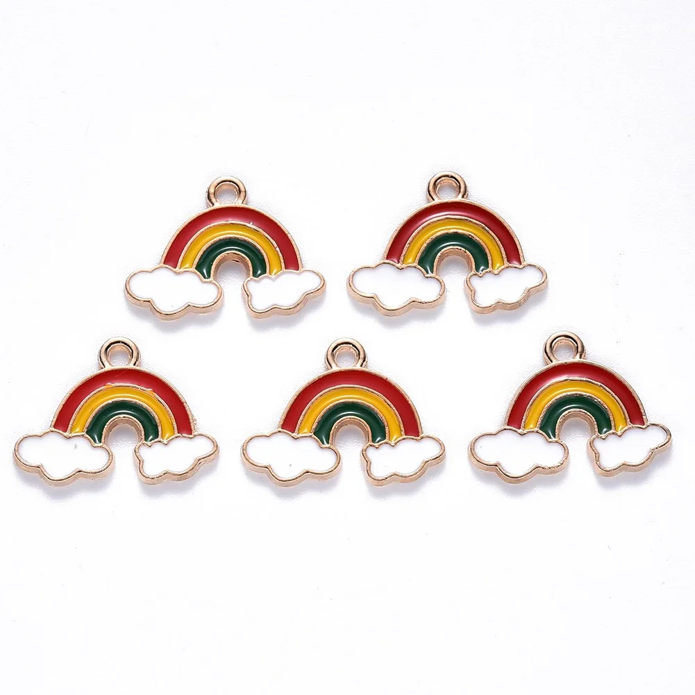 100Pcs Rainbow Alloy Enamel Pendants Charms For Jewelry Making DIY Earrings Nekclace Bracelet Accessories 14x18.5x1.5mm