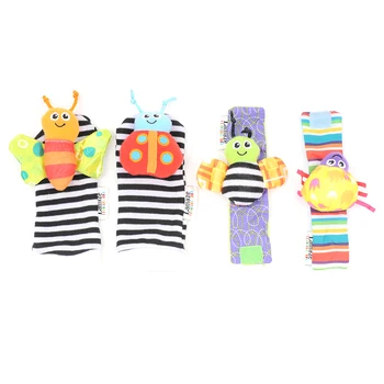

4pcs Funny Cute Cartoon Soft Toys Kids Gift Animal Baby Rattles Stroller Foot Finders Dolls Socks Infant