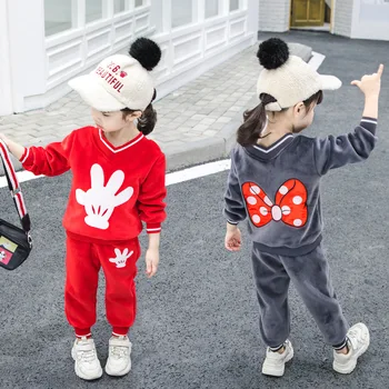 

2pcs Disney Mickey mouse Children's clothing set boy girl autumn sweatshirt pant baby cartoon girl boy spring coat outerwear