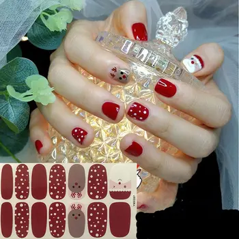 

12Sheets Christmas Nail Sticker Santa Claus Elk Snowman Gift Water Transfer Slider Full Wrap Xmas Cartoon Winter Decal
