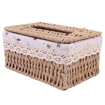 

1 Pc Tissue Storage Box Woven Tissue Container Desktop Napkin Box Multi-purpose Tissue Box for Tissue Storage Home Gift
