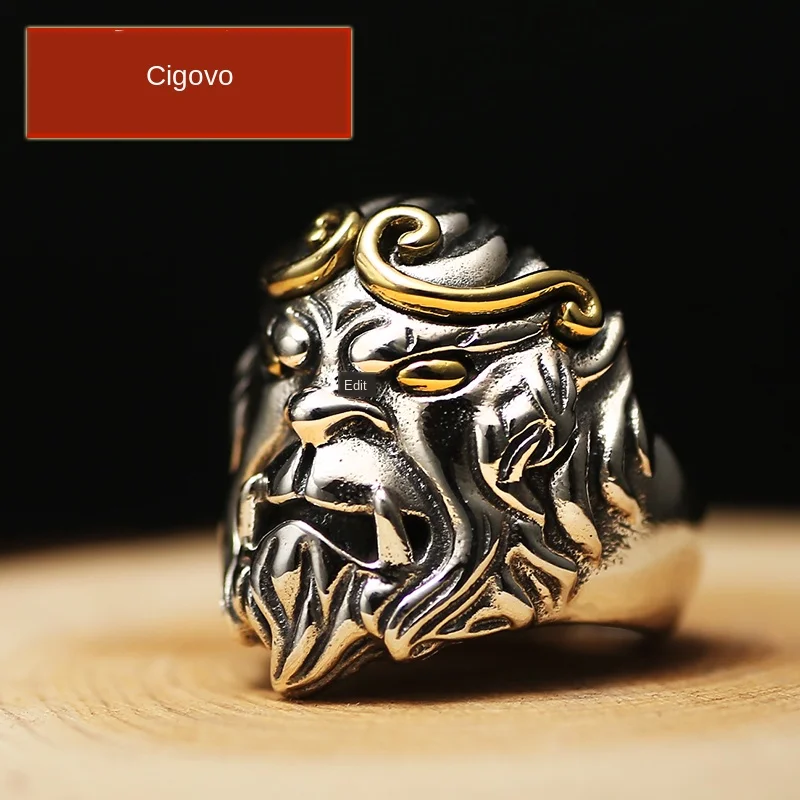 

925 silver Buddha ring, open mouth male ring, pointing to the year of the monkey, the great sage incantation ring